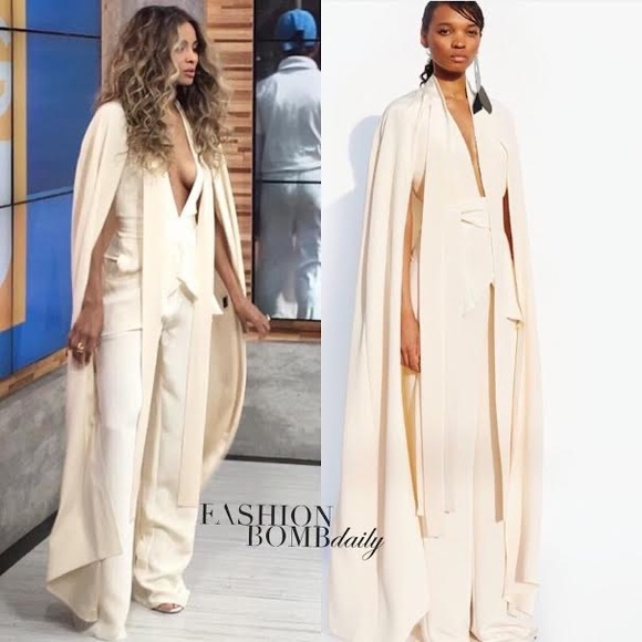 NWT CIARA JUAN CARLOS OBANDO Avalon Crepe Floor Length Cape - Picture 11 of 11